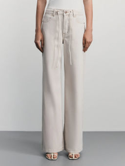 Джинсы wide leg с регулируемым поясом / Zarina  фото 2