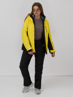 Горнолыжная куртка женская зимняя желтого цвета 027J - Chunmai фото 9