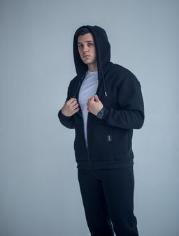 265М Костюм мужской на молнии, черный (начес) - Knitka wear фото 3