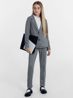 Классические брюки для девочек с принтом клетка виши