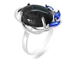 Кольцо из серебра лабрадорит, сапфир ГТ, СПН4047