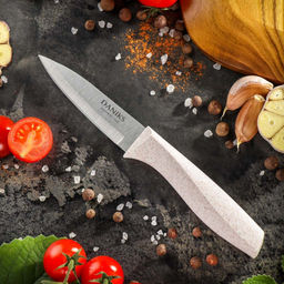 Нож кухонный Daniks, Латте, для овощей, нержав.сталь, 9 см, рукоятка пластик, YW-A383-PA (399174) /Daniks/