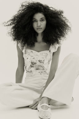 Blusa cropped en mezcla de lino - H&m фото 3