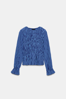 GINGHAM SHIRT WITH ELASTICATED DETAIL - Zara фото 4