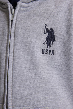 Erkek Гocuk Gri Melanj KapГЕonlu Дnce FermuarlД Basic Sweatshirt