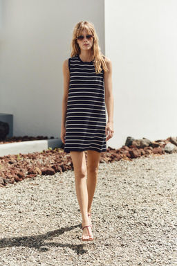 STRIPED KNIT MINI DRESS