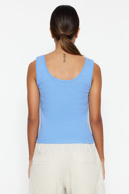 Mor Fitted/Vucuda Oturan Havuz Yaka Fitilli Esnek Orme Atlet TWOSS22AL0042