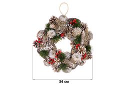 Новогоднее украшение венок 34*34*8 см Зимняя вишня круг - Elan gallery фото 2