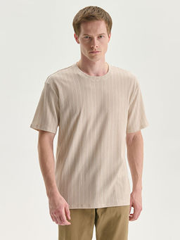 Bisiklet Yaka K?sa Kollu ?izgili Erkek Dokulu Ti??rt