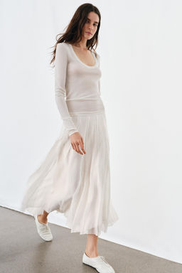 FALDA COMBINADA FLUIDA ZW COLLECTION / Blanco roto