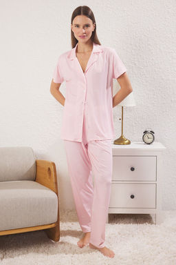 Trendyolmilla Pembe Galaksi Desenli Orme Pijama Tak?m? THMSS25PT00380  фото 7