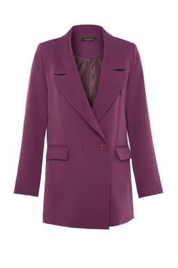 TRENDYOLMILLA Siyah Regular Astarl? Kruvaze Kapama Dokuma Blazer Ceket TWOSS20CE0059  фото 14