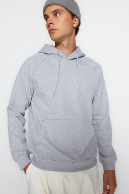 TRENDYOL MAN Gri Regular/Normal Kesim Kapusonlu Ici Polar/S?cak Tutan Sweatshirt TMNAW23SW00194 - Trendyolmilla фото 37