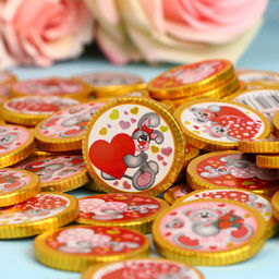 Цена за 180 шт. Кондитерское изделие "Любовь" медаль, 4,5г