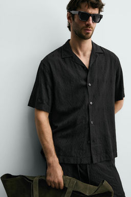 CAMISA RELAXED FIT JACQUARD GEOM?TRICO / Negro - Zara фото 5