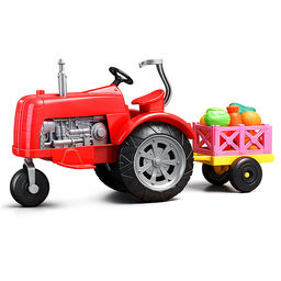 Трактор "Ферма" с фруктами и овощами, в коробке