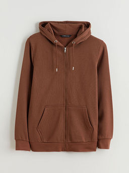 Kap??onlu Uzun Kollu Erkek Fermuarl? Sweatshirt