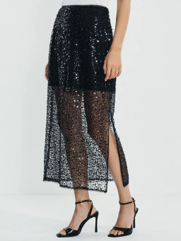 Двухслойная юбка миди c пайетками / Zarina