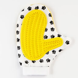 Рукавица-щетка для шерсти 25 х 13 см, жёлтая - Пижон фото 2