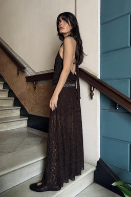 HALTERNECK LACE DRESS WITH SPARKLES - Zara фото 11