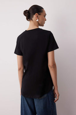 Siyah-Beyaz %100 Pamuk Arkas? Uzun Orme T-Shirt TWOAW26TS00008 - Trendyolmilla фото 15