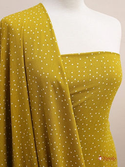 Креп-вискоза с эфф.жатости Россыпь мелкого гороха на темно-горчичном, СОРТ2, ш.1.42м, вискоза-100% - Купава фото 2