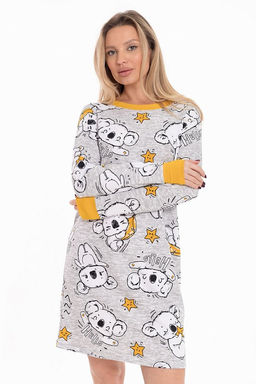 Сорочка с длинным рукавом начес М325413сж серый/желтый