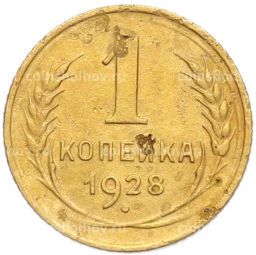 Монета 1 копейка 1928 года