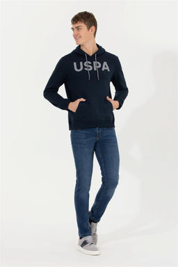 Мужская темно-синяя толстовка с капюшоном Basic - U.s. polo assn фото 12