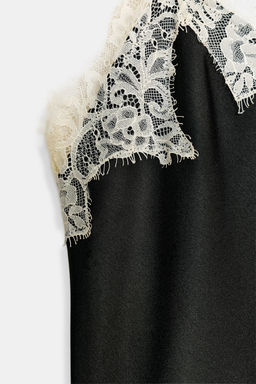 ZW COLLECTION CONTRAST LACE SATIN TOP - Zara фото 4