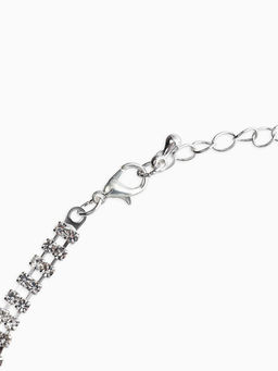 Набор 2 пред-а: серьги, колье со стразами "Лёд" лепестки. d=13,5см, цвет белый в серебре