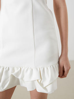 Kare Yaka Ask?l? A Kesim Poplin Mini Elbise