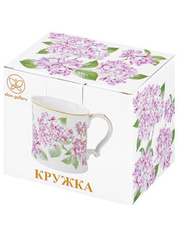 Кружка 380 мл 12,3*9*9 см "Сирень" фарфор NEW BONE CHINA