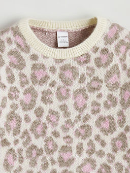 Leopar Desenli K?z ?ocuk Triko Kazak