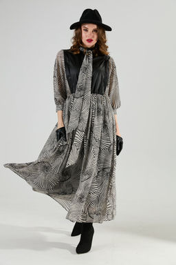 Платье NIKVA н1010-1а чёрный и чёрно-белые ракушки