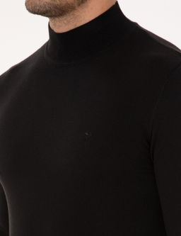 Siyah Slim Fit Pamuk Kar___ml_ Yar_m Bal_k__ Yaka Basic Triko Kazak - Cacharel фото 7