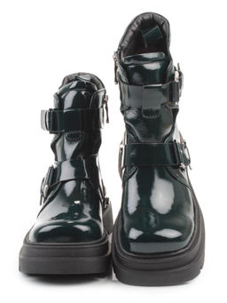 01-D1-8070 DK. GREEN Ботинки демисезонные женские (натуральная кожа, байка)