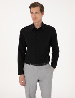 Siyah Slim Fit Uzun Kollu Basic G_mlek