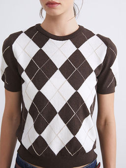 Bisiklet Yaka Baklava Desenli Kad?n Triko Kazak