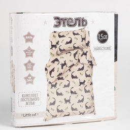 Постельное бельё Этель 1,5 сп Little cat, 143х215 см, 150х214 см, 50х70 см -1 шт, 100% хлопок, бязь  фото 5