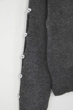 Antrasit Yumusak Dokulu Dugme Detayl? Triko Kazak TWOAW24KZ00384