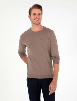 Vizon Melanj Slim Fit Bisiklet Yaka Basic Triko Kazak