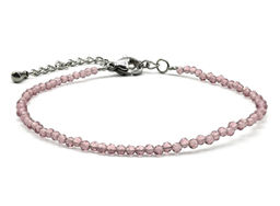 Браслет из граненых бусин мелких 2мм циркон цв.сиреневый, 17см