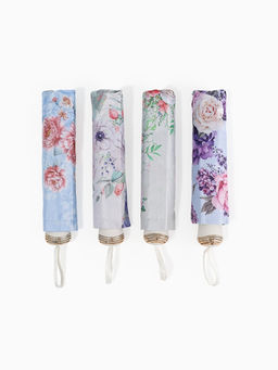 Зонт механический Пионы, эпонж, 4 сложения, 8 спиц, R=48/55 см, d=96 см, МИКС