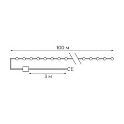 ULD-S10000-1000/DGA WARM WHITE IP20 DEW Гирлянда светодиодная "Роса", 100м. 1000 светодиодов. Теплый белый свет. Провод зеленый. ТМ Uniel
