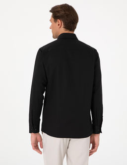 Siyah Oxford Slim Fit Kolay _t_lenebilir G_mlek