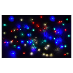 Электрогирлянда Роса 30м, 300 ламп, зеленый провод, цветные огни, пульт