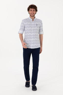 Erkek Lacivert Slim Fit Kanvas Pantolon