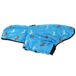 Пэт тойс (Pet toys) Одежда для собаки Куртка с капюшоном, с метал. кольцом, с принтом, на кнопках, р-р M, длина спинки 24см/обхват груди 34см/обхват шеи 28см, цвет-голубой, плащевка/синтепон/флис (100% полиэстер) (Китай) - Домашняя мода фото 7