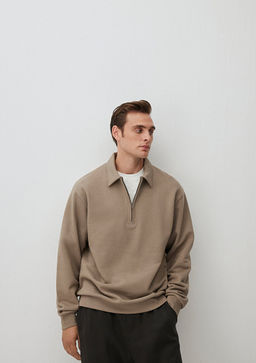 Yar? Fermuarl? Kahverengi Basic Sweatshirt